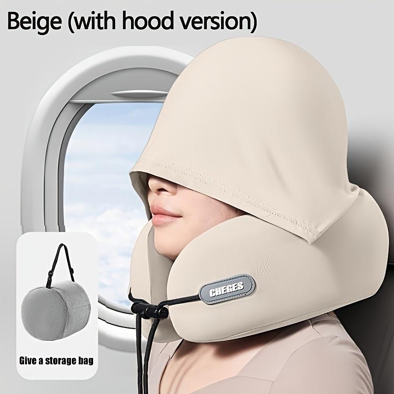 Adjustable U-Shaped Neck Pillow 1pc Hooded Synthetic Fiber Hand Washable Multiple Colors for Car Travel Outdoor Use 100% Filling Comfort Fit