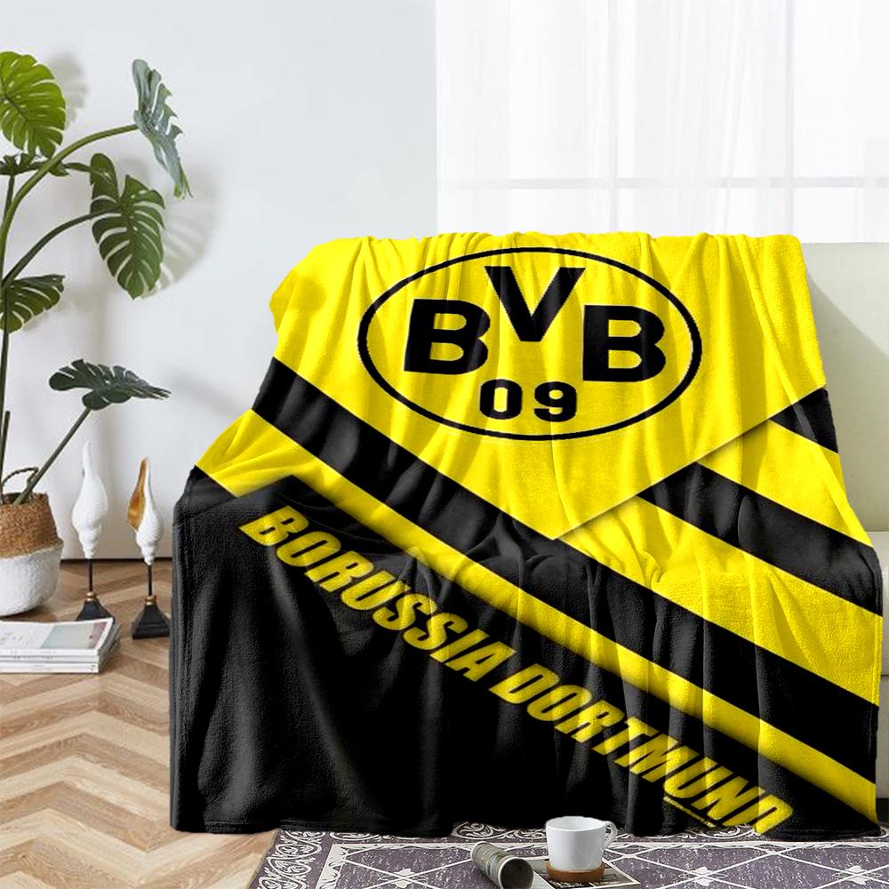 Borussia Dortmund Thema Bedruckte Decke - Perfekt für Sofa, Bett, Reisen & Outdoor-Nutzung | Maschinenwaschbar, Gemütlich & Langlebig.