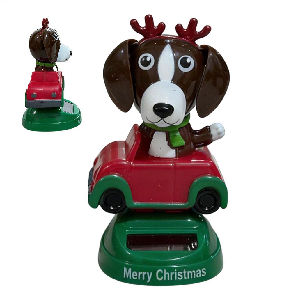 Swinging Solar Doll Car Ornament Funny Dog Figurines Car Dashboard Toys Shaking Head Doll Car Interior Decorations