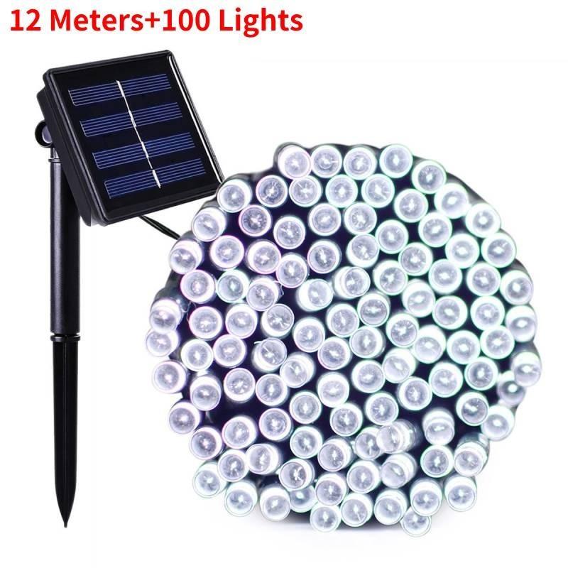 Outdoor Solar Christmas String Lights With Remote Warm White Blue Colorful Waterproof Design