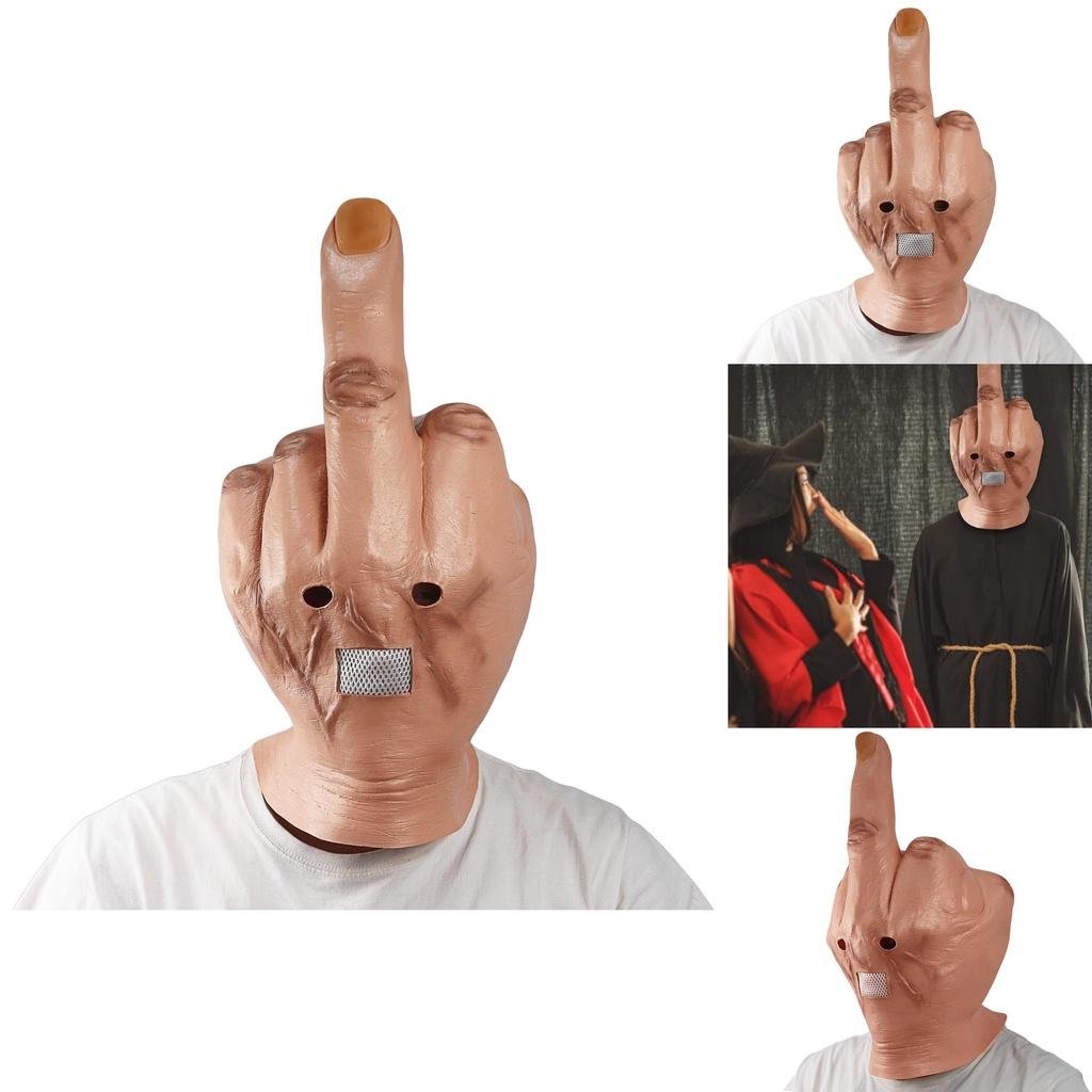 Scary Middle Finger Halloween Mask Latex Full Head Costume Party Prop Cosplay