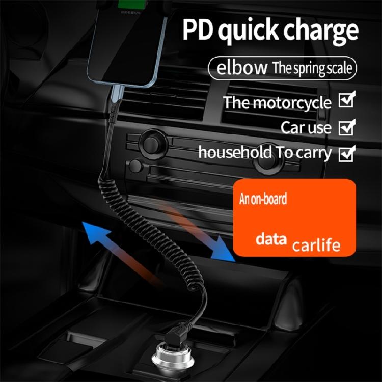 Coiled USB C To USB C Cable Flexible Length PD60W Fast Charging Data Transfer For Phone Tablets Power Cord Data Line