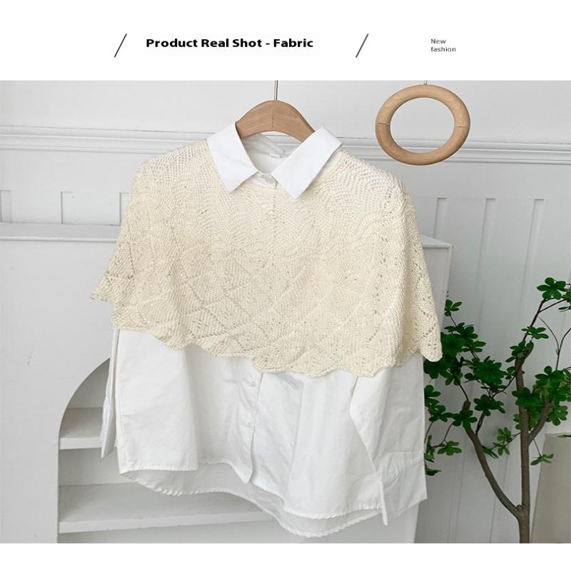 Ladies Knitted Ice Silk Shawl Summer Lightweight Hollow Out Design Fashionable Sequin Shoulder Cover Head Over Shoulder Wrap