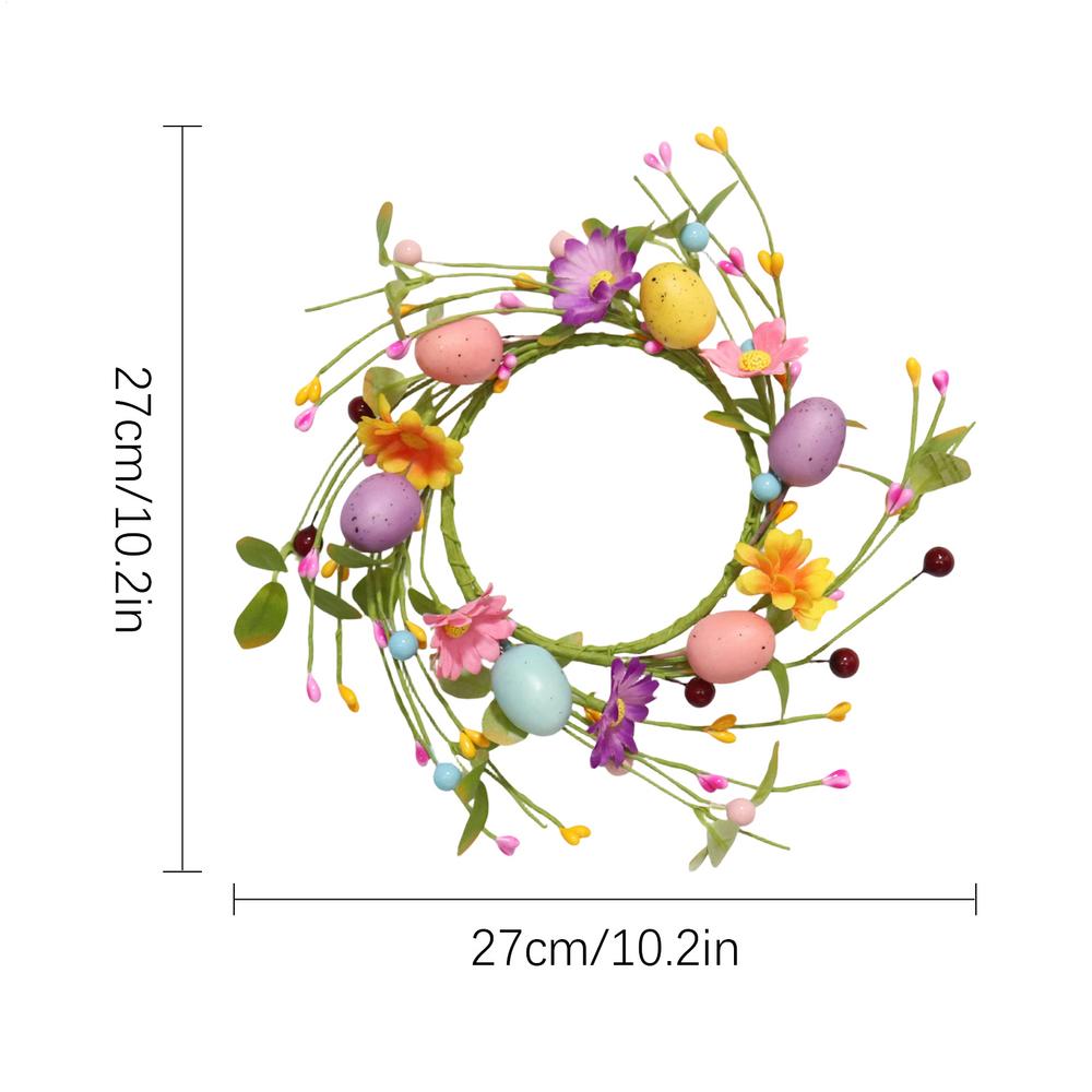 

Easter Candle Wreath 10.6 Inch Egg Wild Flowers Garland Small Easter Wreath for Porch Outdoor Indoor Kitchen Doors Wall Table