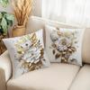 Elegant Gold - and - White Floral Pillow CoversLiving Room Sofa Cushion Cover, Soft and Comfortable, Bedroom Room Decoration
