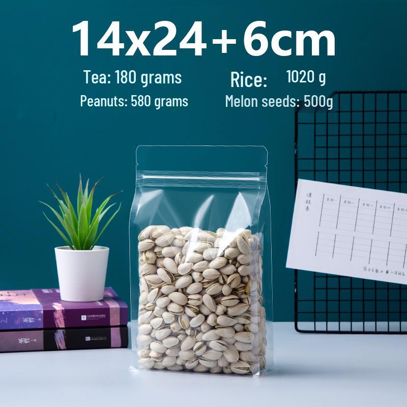 Frosted Transparent Self-Sealing Snack Bag with Handle for Dried Fruit and Tea Storage