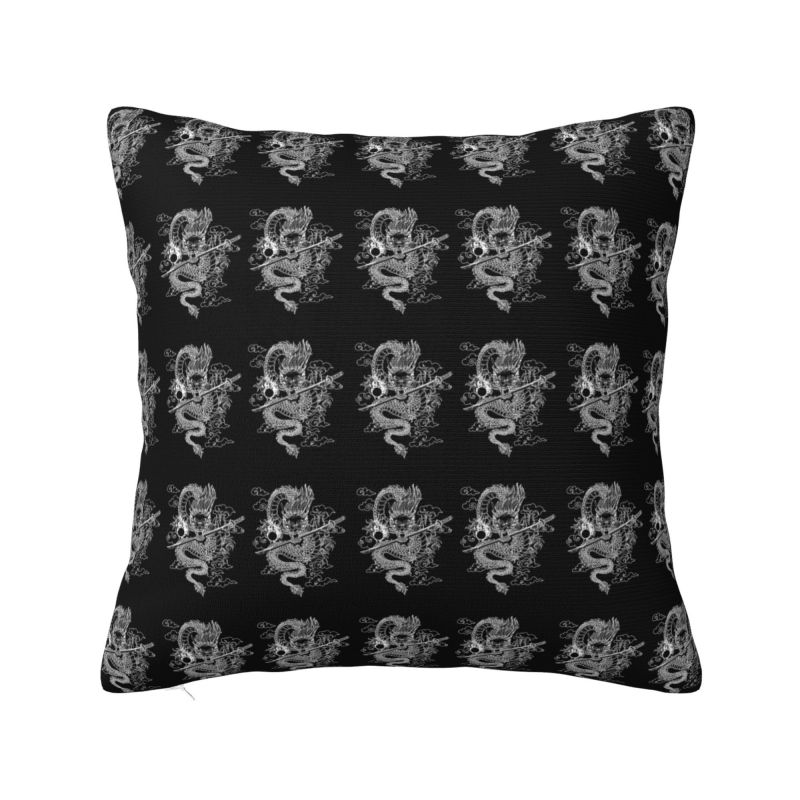Custom Gold Chinese Dragon Totem Cushion Cover 40x40cm Tradition Asian Mythology Velvet Nordic Pillows for Sofa