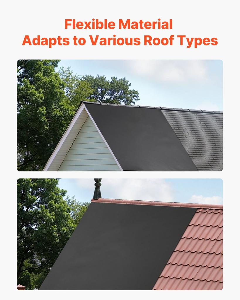 Roll Roofing, 20 x 20 ft, 45 mil EPDM Rubber Roofing, Long Lifespan & Weather-resistant, Withstands Harsh Temperatures, Flexible & Easy Installation,