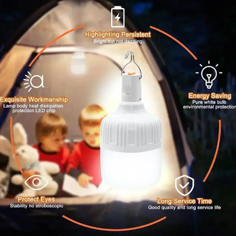 60W Emergency Light Outdoor 0Supplies Outdoor USB Rechargeable LED Light Bulb Lantern Hiking Sports Entertainment