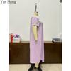 Camiciotto da notte da donna a tinta unita con pizzo, pigiama in cotone a maniche corte, abbigliamento da casa da donna per primavera ed estate, abbigliamento da esterno