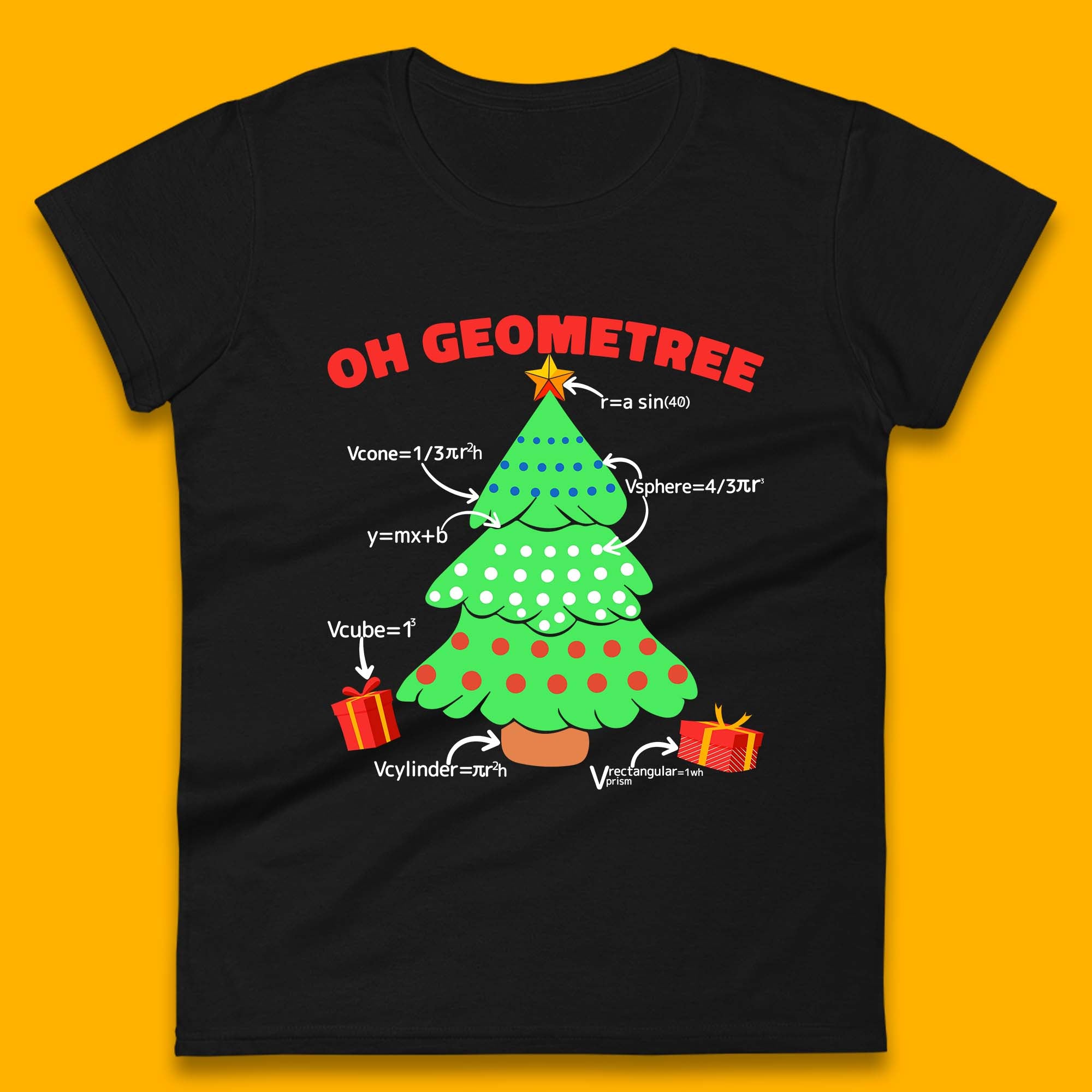 

Oh Geometree Christmas Tree Womens T Shirt Mens Tops Tees Unisex Math Geometry Top S