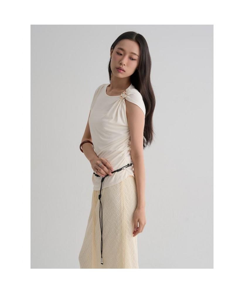 8seconds Jewel Embellished Asymmetrical Short Sleeve T-Shirt Ivory