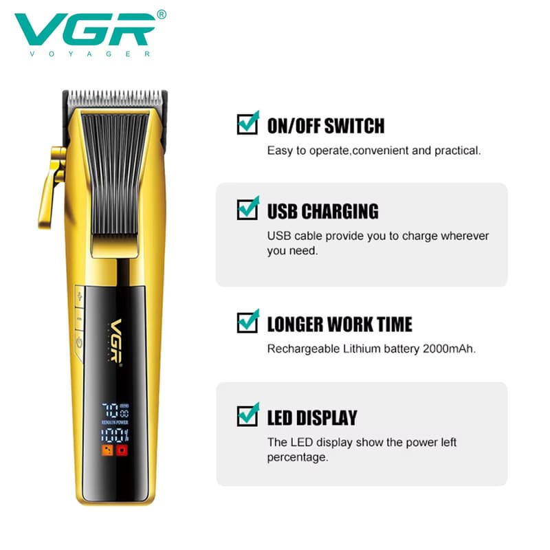 Hochwertiges LED Digitaldisplay Haarrasur Trimmer Einstellbare Klinge Einzelgriff Elektrorasierer Haushaltsrasierer Starke Leistung