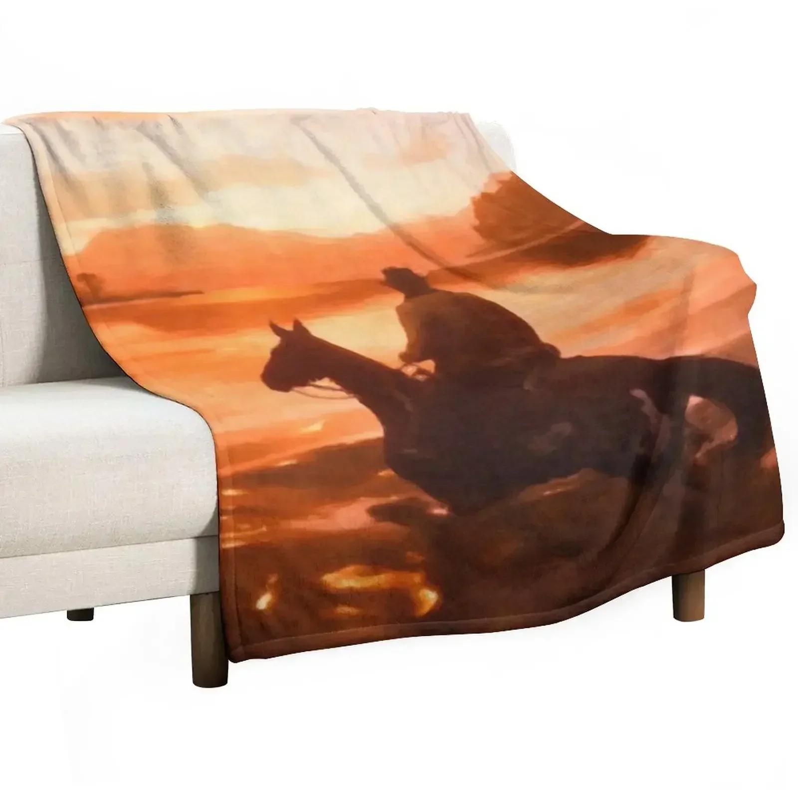 Western Sunset Throw Blanket Color Fast Cozy Throw Blanket 75X95CM