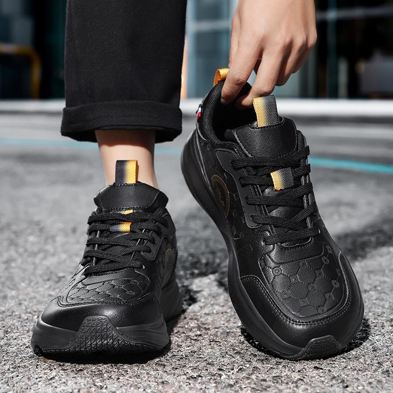 Simple commuter casual shoes wide head leather surface large size platform sneakers