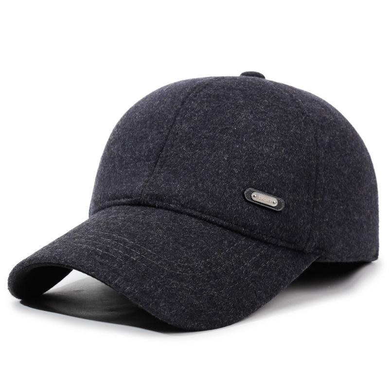 

Autumn Winter Woolen Hat Versatile For Thickened Warm Ear Protection Old Man Baseball Cap Adjustable