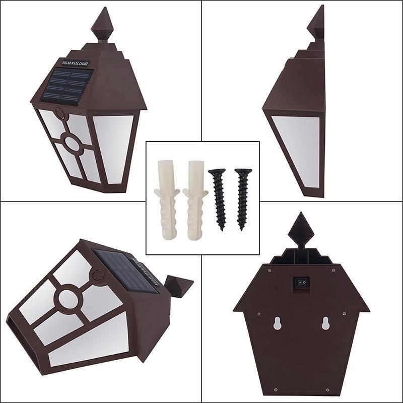Solar Lights for Wall Porch Garden Fence Powered Outdoor Patio Deck Yard Light Sensor Auto On/Off