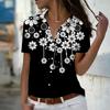 2025 Sommer Ny Mote Dame Blomsterprint Kortermet V-hals Casual Knappedown Skjorte Topp