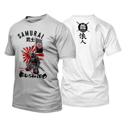 Samurai T-Shirt Japanischer Krieger Kanji Bushido Kodex Shogun Katana Schwert 2-seitig