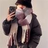 200x40cm Extra Long Wide & Thick Winter Scarf Fake Cashmere Fringe Shawl Rainbow Plaid Windproof Scarf Wrap for Women