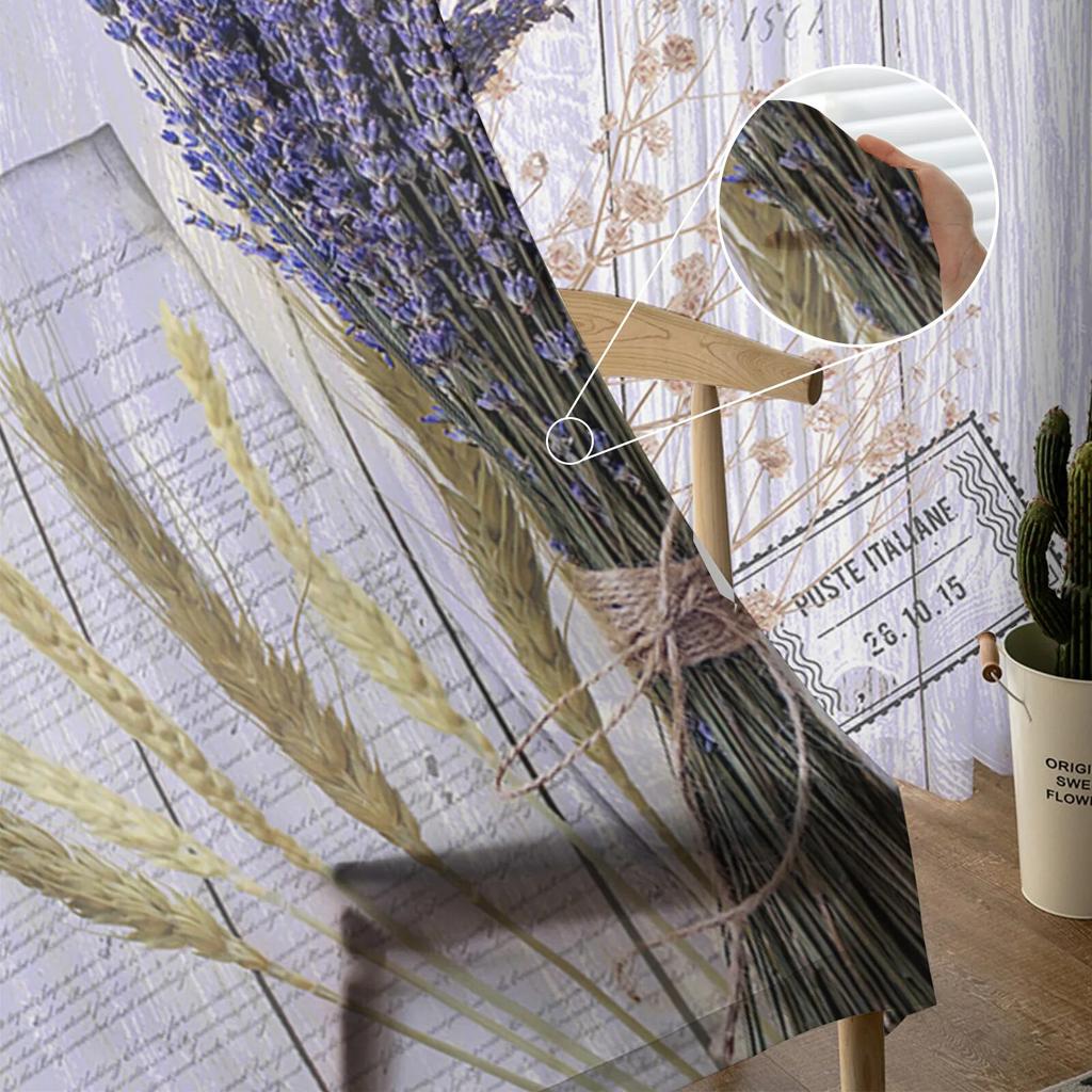 Lavendel Ähre Vintage Tüll Vorhänge für Wohnzimmer Chiffon Voile Sheer Fenster Vorhang für Schlafzimmer
