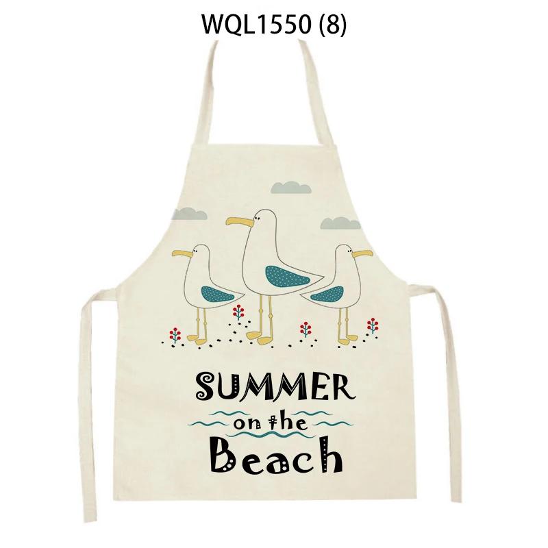 Lovely Seagull Lighthouse Patttern Sailboat Aprons Adult Kids Kitchen Aprons for Home Cooking Baking Cleaning Tool Adult Bibs