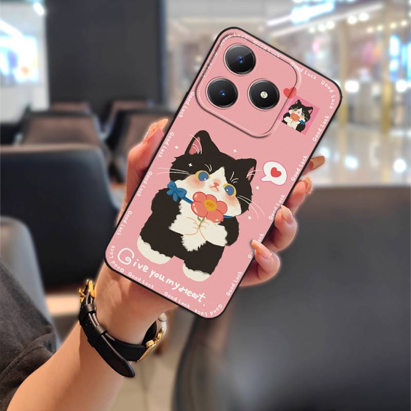 Phone Pouch Durable Phone Case For Realme C63 4G/C61 4G Dirt-resistant Anti-dust Full wrap Shockproof Animals Anti-knock