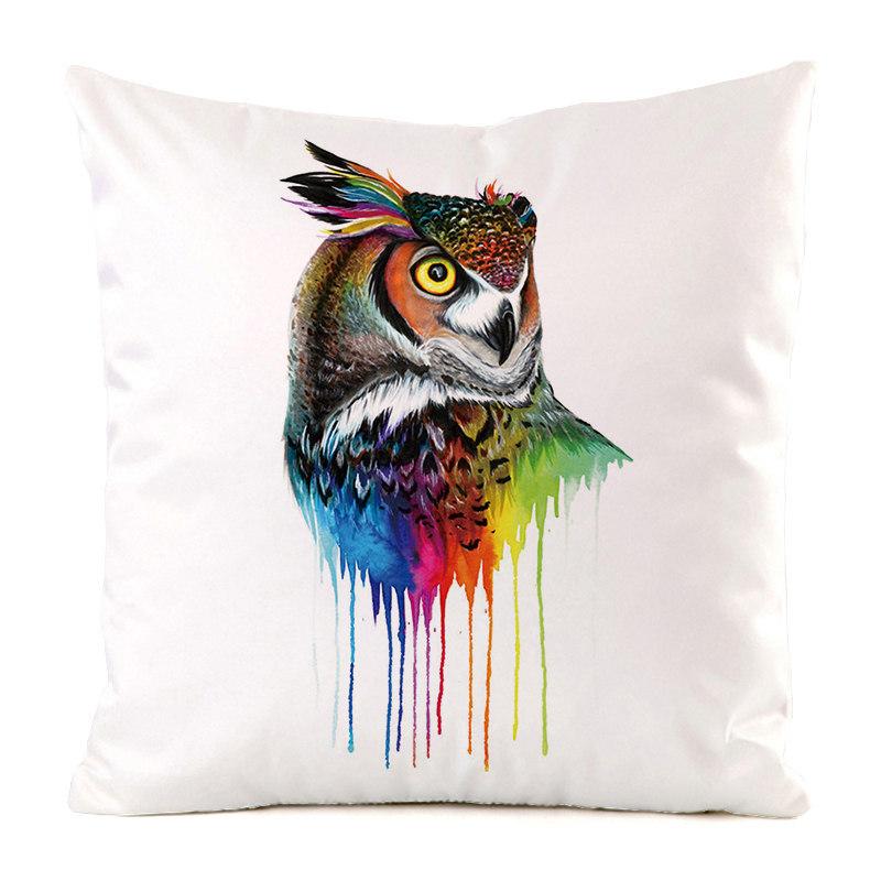 Colored Hand-Painted Animal Series Digital Printing Short Plush Pillow Covers for Car Sofa Office Cushion Cover Home Goods
