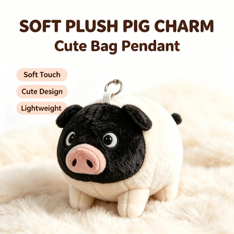 Cute Cartoon Plush Piggy Keychain – Adorable Bag Charm Cartoon Doll And Holiday Gift