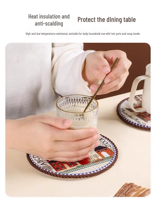 High-Temperature Resistant Retro Enamel Pot Mat – Anti-Scald Pad for Ceramic Tableware