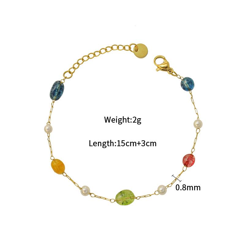 

Fashion Personality Niche Titanium Steel Gold-Plated Natural Stone Pendant Handmade Beaded Necklace Simple Jewelry Women