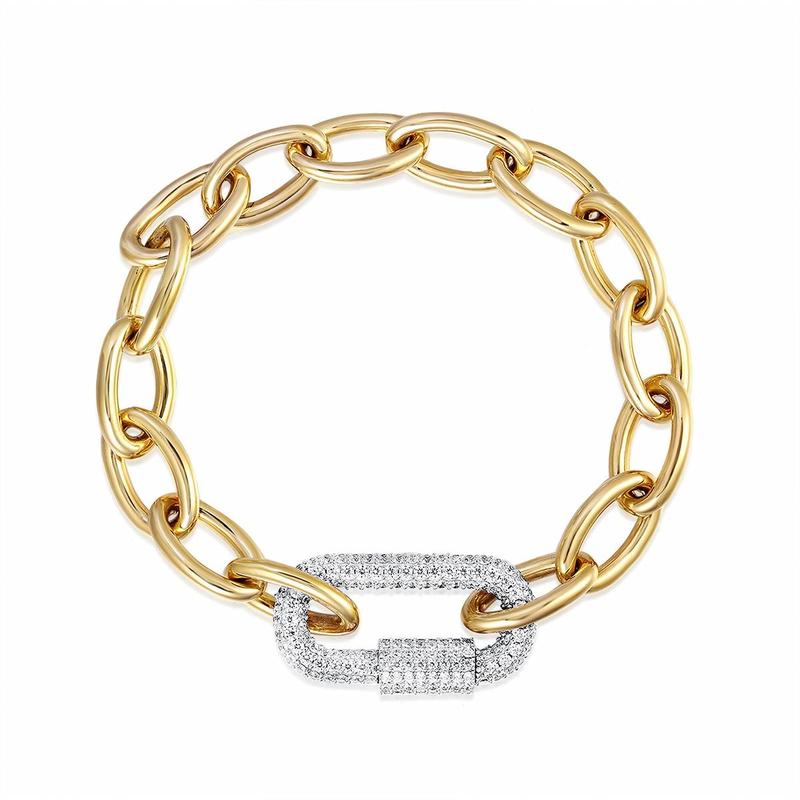 APM Monaco [Romantic Confession] Pavé chain link design is simple and high-end fashion 925 silver bracelet women s gold TB4854XRH