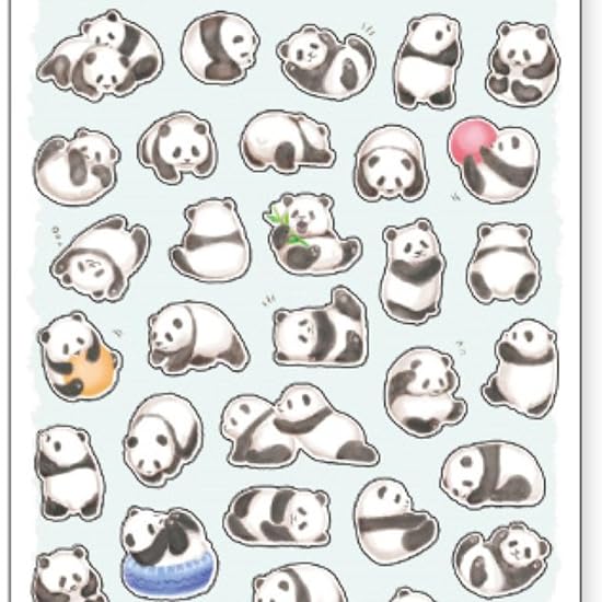 Mamemame Animal Sticker Masking Tape Material Cute Animal Mini Stickers (Panda)