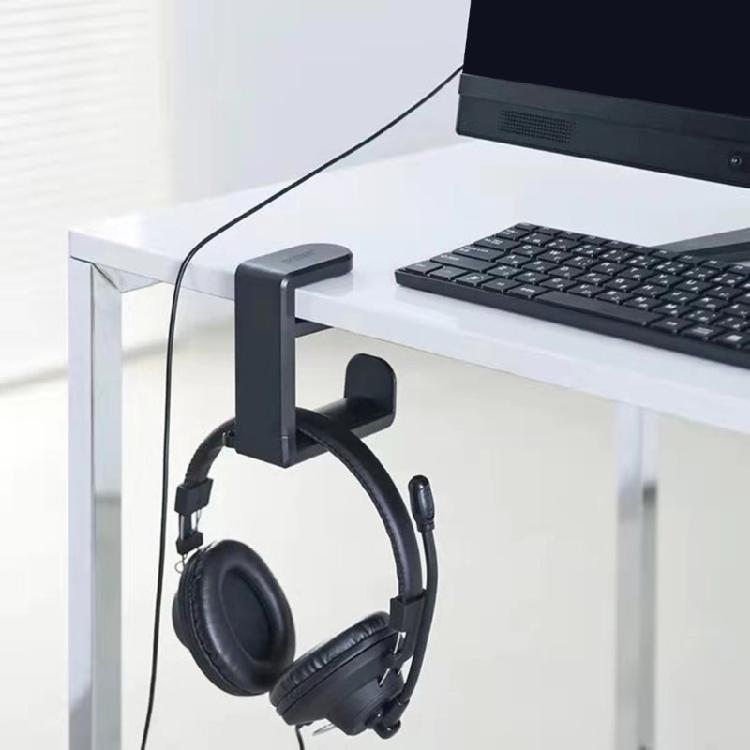 Lightweight Under Desk Headset Stand Holder Rack with Rotating Hook Adjustable Clamp for Organized Gaming Setup