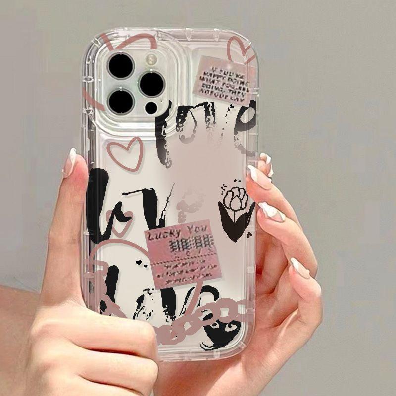 Pink Smudge Graffiti for iPhone17Pormax Mobile Phone Case 16Pro Apple 14 All-inclusive 15/13TPU