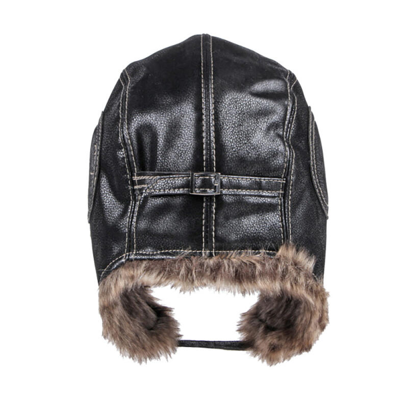 Шляпа-ушанка Cap Pilot из кожи C1 Черная C1 Black