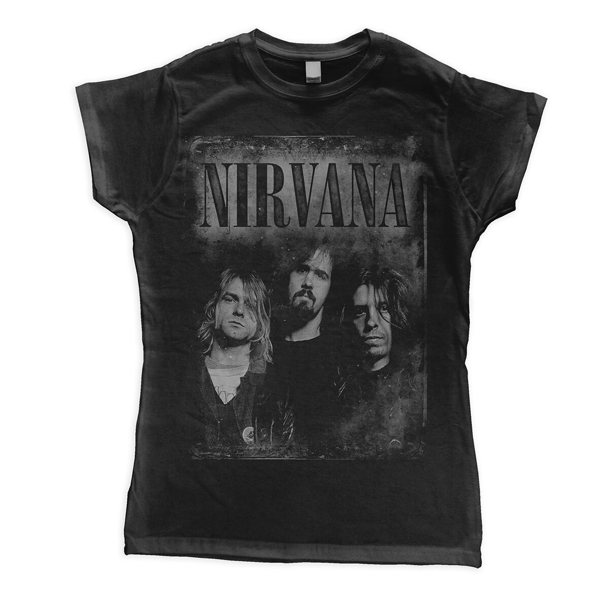 26 Ladies Nirvana Faded Faces Kurt Cobain Skirt Official T-Shirt Women- Unisex T-Shirt XL