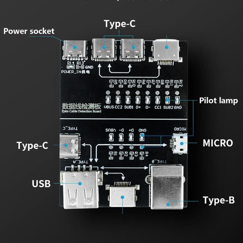 Tragbarer Kabeltester Datenkabel-Erkennungsplatine Für USB A, USB C, MicroUSB, Mit Langlebigkeit Einfache Bedienung