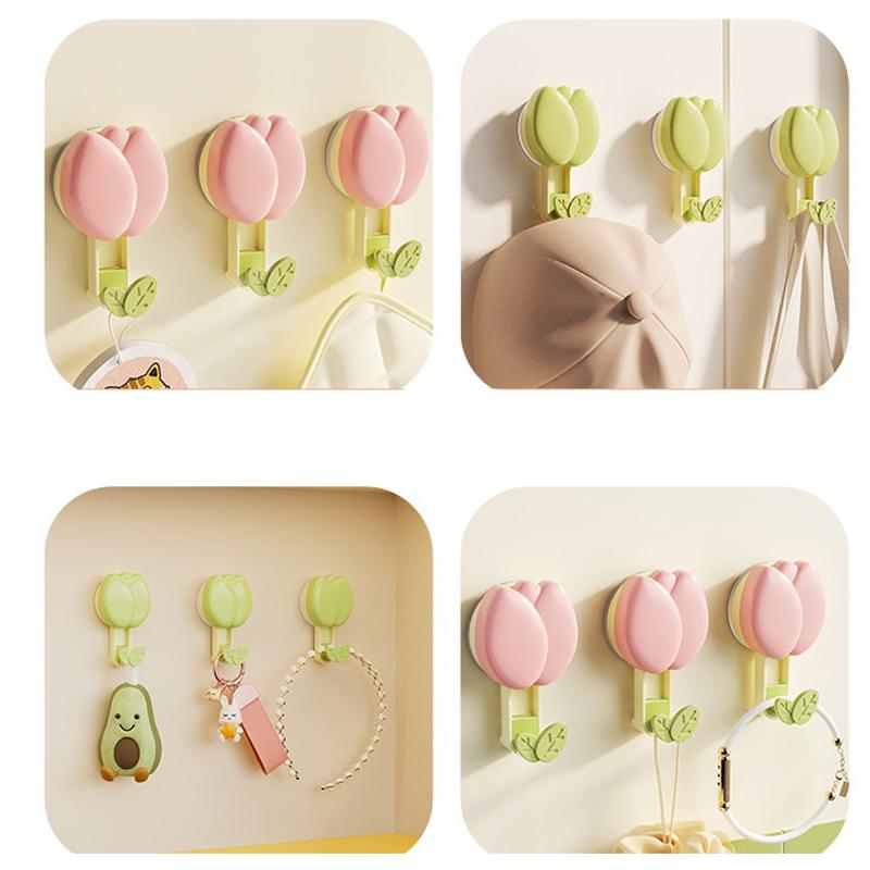 Strong Suction Cup Hooks Flower Design No Drill Adhesive for Bathroom Kitchen Organization Towel Rack