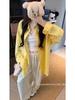 Korean Chic Yellow Plaid Sun Protection Loose Casual Shirt for Women