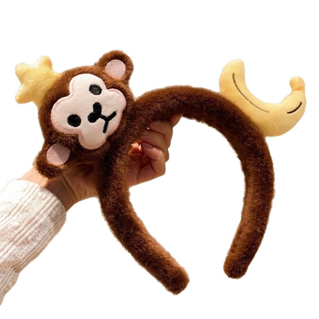 Cute Monkey Banana Plush Headband for Women – Versatile Hair Accessory for Face Washing & Daily Wear in Autumn/Winter