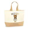 Tote Bag - PLANETEE - Lise Down with the Bear Paws - Jute and Cotton - Large Capacity - Printed In France