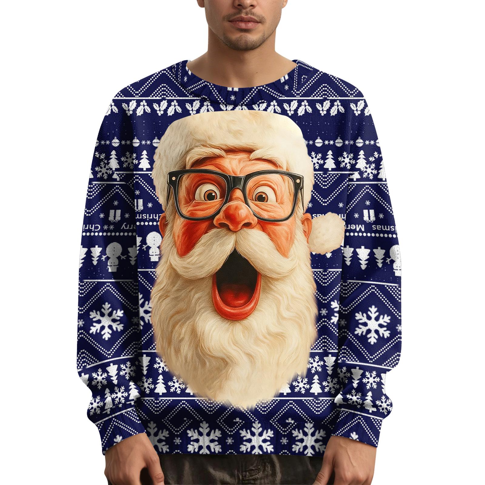 

Мужской рождественский свитер с принтованным воротником XXL