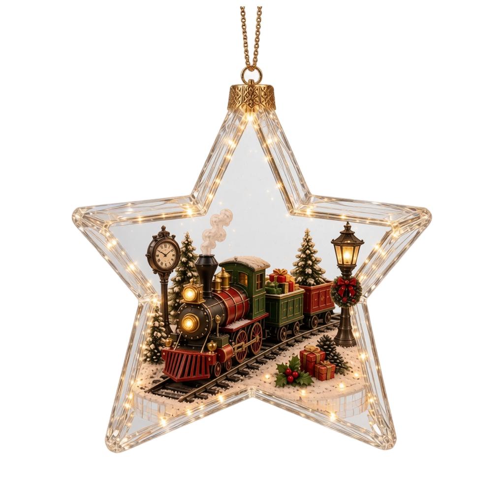 Leuchtender Stern Weihnachtsdekoration, Acryl Hängedekoration für Weihnachtsbaum und Zuhause