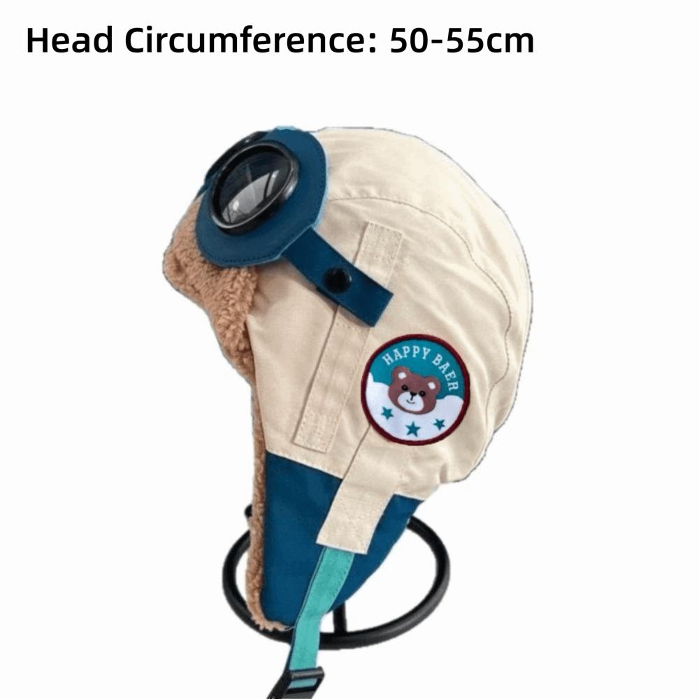 New Cute Cartoon Pilot Hat Windproof Cold Proof Ear Protection Cap with Glasses Thickned Warm Hat Winter