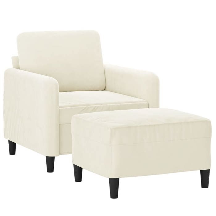 VidaXL Armchair with Footrest Cream 60 Cm Velvet, Sofa, Armchair, TV Armchair, Single Sofa, Sofa, Recliner Sofa, 3201172