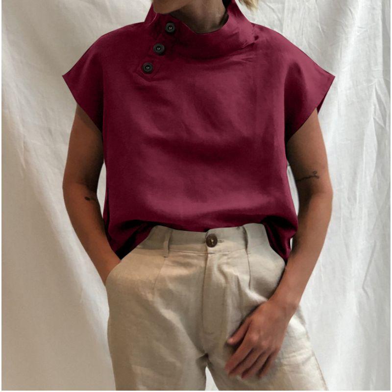 Summer Women's Short-Sleeved Shirt Button Casual Plus Size Loose Lapel Tops Women Casual Shirt Top