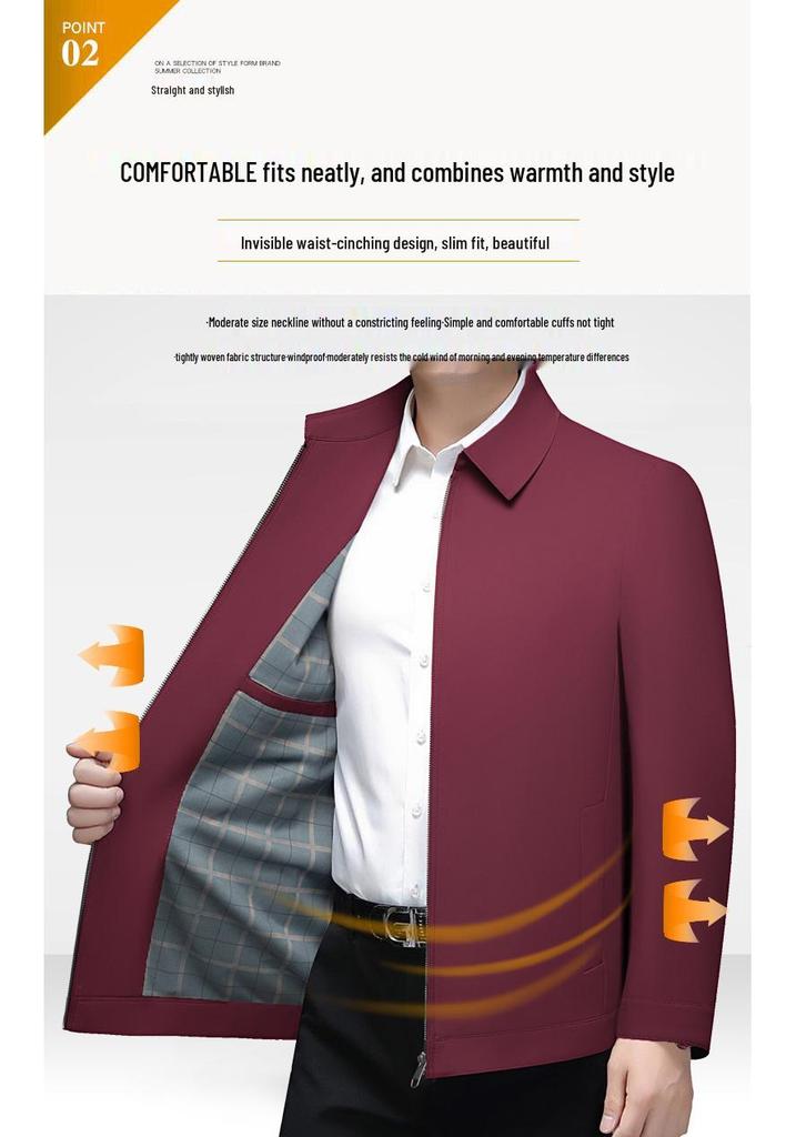 Trendy Executive Spring/Autumn Jacket for Middle-Aged Men - Business Casual Lapel Coat 2026