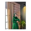 Women's Satin Hijab Evening Dress with Stone Buckle Waist and Flared Skirt