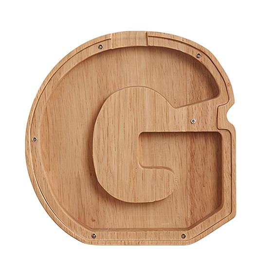 Wooden Piggy Bank with Clear Window, A-Z Letter Coin Cash Container for Kids Adults, Unbreakable Money Saving Box Decoration